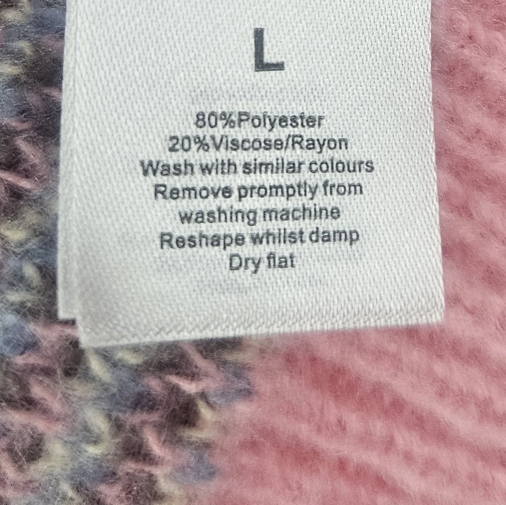 Nasty Gal Floral Fringe Knit Cardigan Pink Oversized Drop Sleeve  NWT PTP 24" - Picture 10 of 12